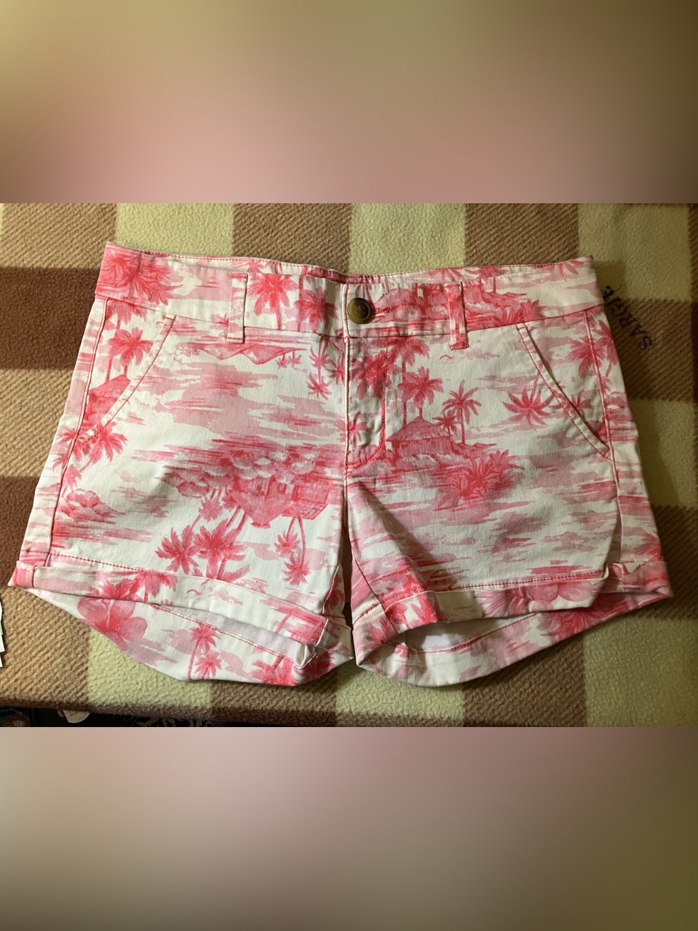 American Eagle Outfitters Pink Tropical Print Bermuda Shorts